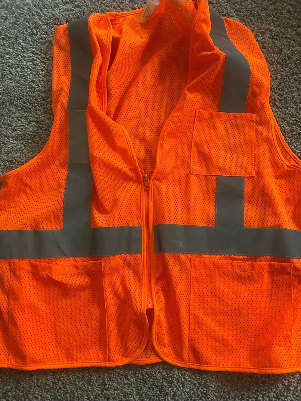 Hi-Vis Orange Safety Mesh Work Vest with Reflective Stripes